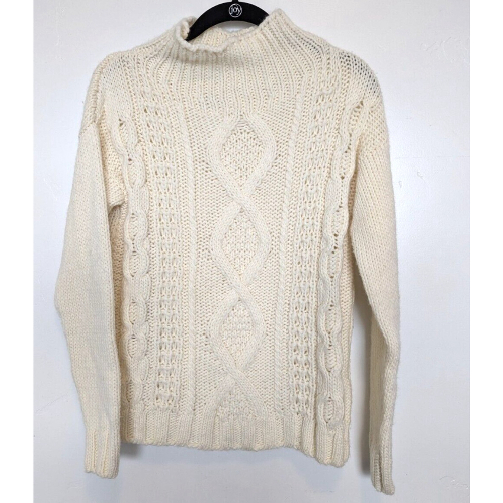 Cocogio Sweater Women Small Ivory Wool Blend Cable Knit Italy Lightweight Casual